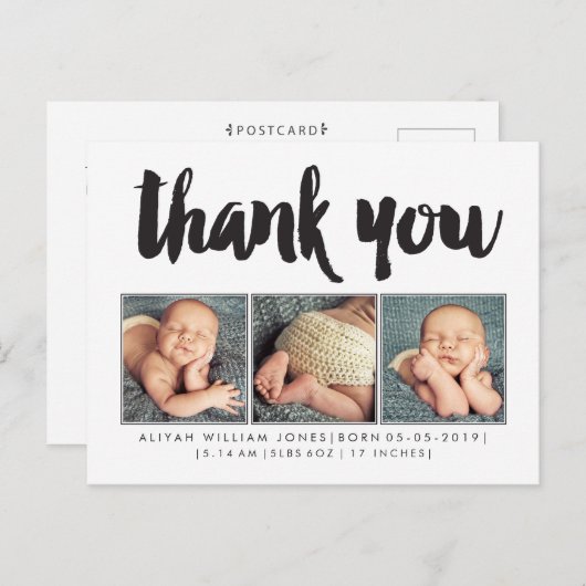 男の赤ちゃんは3つの写真フレームの郵便はがき感謝していしています 案内ポストカード (正面/裏面)