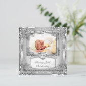 男の赤ちゃんまたはガールシルバー《キリスト教》洗礼式や命名式バプティスクロス 案内状 (スタンド正面)