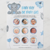 男の赤ちゃんまたはベビーガール[ベビーゾウ[青] レターヘッド (正面)