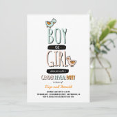 男の赤ちゃんまたは女の子のアヒルの性はパーティーの招待を明らかにします 招待状 (スタンド正面)