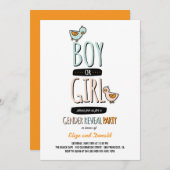 男の赤ちゃんまたは女の子のアヒルの性はパーティーの招待を明らかにします 招待状 (正面/裏面)