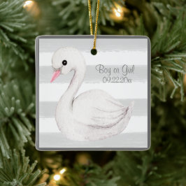 男の赤ちゃんまたは女の子のタイポグラフィ名の日付適用領域 セラミックオーナメント