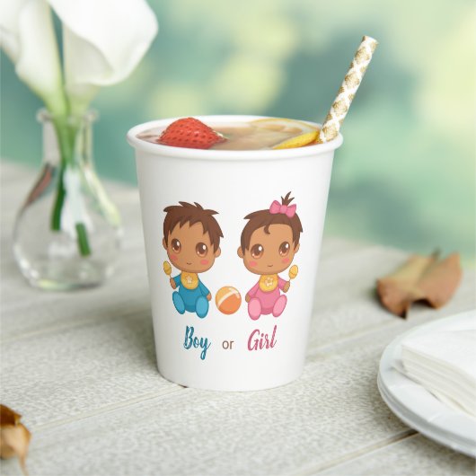 男の赤ちゃんまたは女の子の性別がパーティー紙カップを表示 紙コップ (インサイチュ)