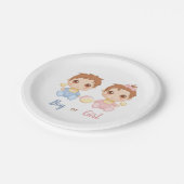 男の赤ちゃんまたは女の子の性別の表示パーティー ペーパープレート (アングル)