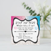 男の赤ちゃんまたは女の子の性別の表示招待状 招待状 (スタンド正面)