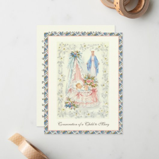 男の赤ちゃんまたは女の子の祈りの言葉からヴァージンメアリーノートカード ノートカード (正面/裏面インサイチュ)
