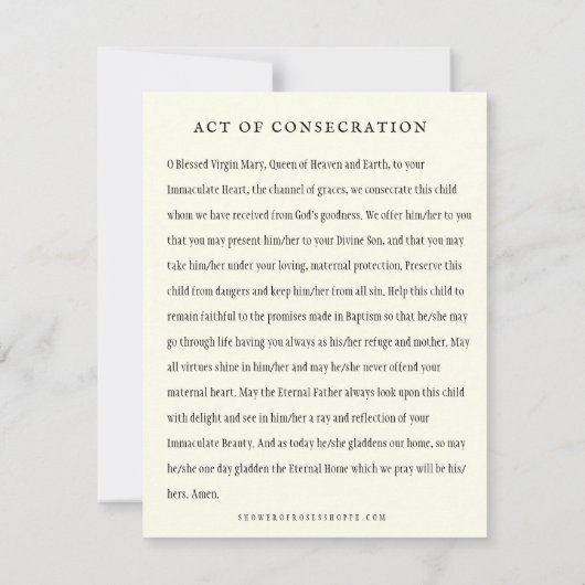 男の赤ちゃんまたは女の子の祈りの言葉からヴァージンメアリーノートカード ノートカード (裏面)