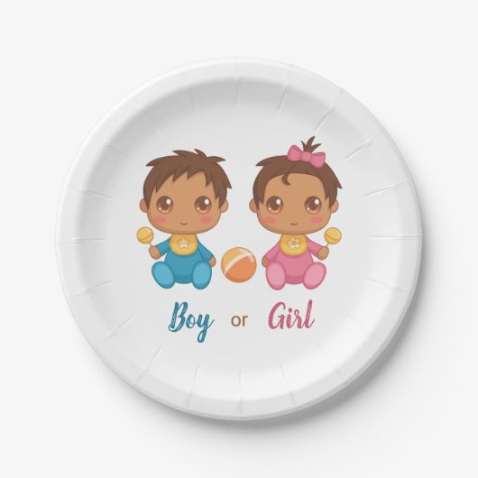 男の赤ちゃんまたは女の子ジェンダーのリビールパーティー紙プレート ペーパープレート (正面)