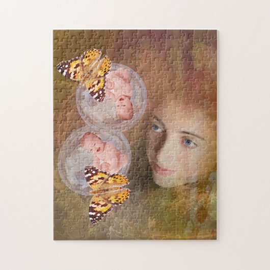 男の赤ちゃんまたは女の子ツインギフトパズル ジグソーパズル (縦)