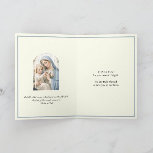 男の赤ちゃんまたは女の子宗教カトリックありがとう カード (内部)