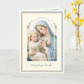 男の赤ちゃんまたは女の子宗教カトリックありがとう カード (黄色い花)