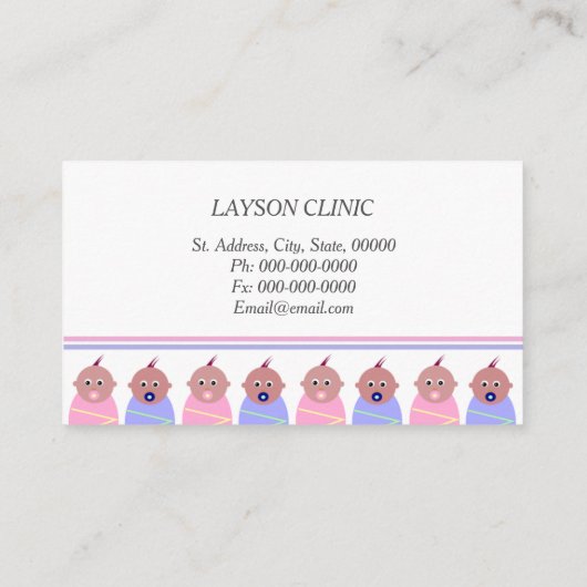 男の赤ちゃんまたは女の赤ちゃんの小児科医の名刺 名刺 (裏面)