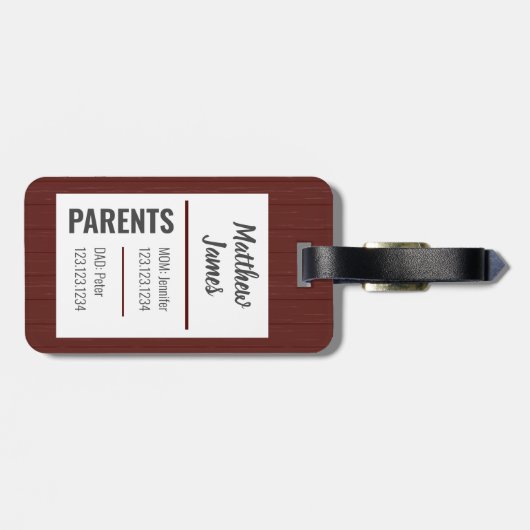 男の赤ちゃんアギードッグマルーンバッグラベル ラゲッジタグ (裏面横)