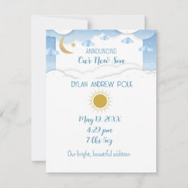 男の赤ちゃんアナウンスのフラットノートカード ノートカード