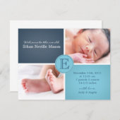 男の赤ちゃんアナウンスカード 招待状 (正面/裏面)