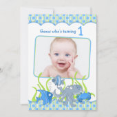 男の赤ちゃんアンダーザシーマンガ誕生日招待状 招待状 (正面)