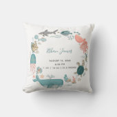 男の赤ちゃんアンダーザシー誕生統計キープサケ クッション (正面)