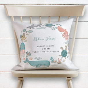 男の赤ちゃんアンダーザシー誕生統計キープサケ クッション