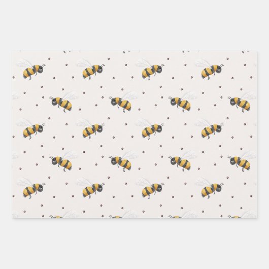 男の赤ちゃんイエローと黒のミツバチ ラッピングペーパーシート (正面2)
