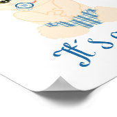 男の赤ちゃんインブルーシェード誕生Statデザイン ポスター (角)