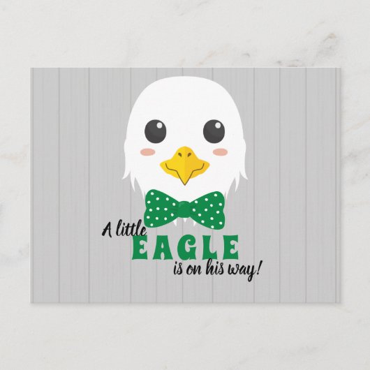 男の赤ちゃんイーグルグリーンベビーシャワー招待状 ポストカード (正面)