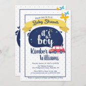 男の赤ちゃんウェルカムシャワー 招待状 (正面/裏面)