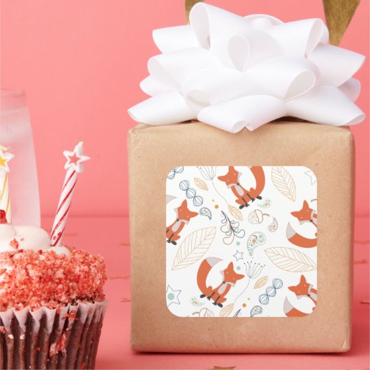 男の赤ちゃんウッドランドクリーチャーキツネドーンズベビーシャワー スクエアシール (パーティー)