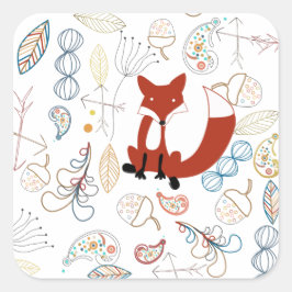 男の赤ちゃんウッドランドクリーチャーキツネドーンズベビーシャワー スクエアシール