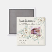 男の赤ちゃんエレガントまたは女の子スクラップブックのフォトフレーム マグネット (正面/裏面)