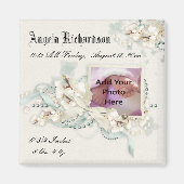 男の赤ちゃんエレガントまたは女の子スクラップブックのフォトフレーム マグネット (正面)