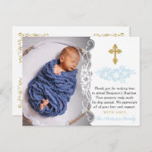 男の赤ちゃんエレガントバプテスマありがとう ポストカード (正面/裏面)