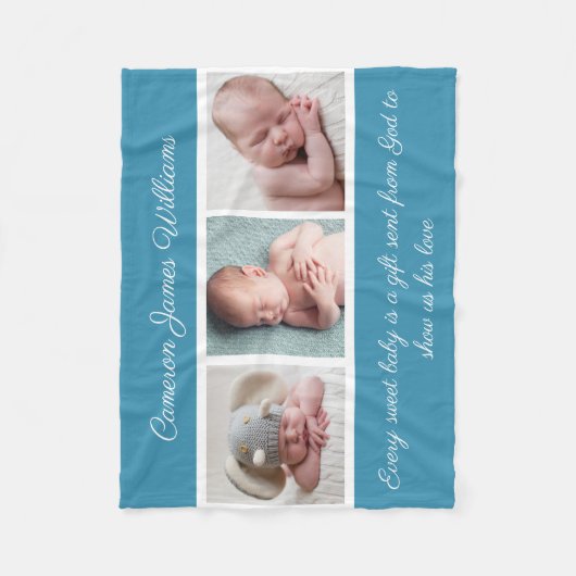 男の赤ちゃんエレガントフォトカイト生まれたばかりの引用文 フリースブランケット (正面)