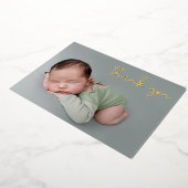 男の赤ちゃんエレガント誕生写真ありがとうスクリプト 箔シーズンカード (回転した状態)