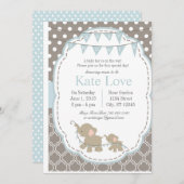 男の赤ちゃんエレファント-ベビーシャワー招待状 招待状 (正面/裏面)