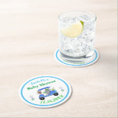 男の赤ちゃんエレファント&モンキーゴルフベビーシャワーリターン ラウンドペーパーコースター (インサイチュ)