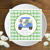 男の赤ちゃんエレファント&モンキーゴルフ スタンダードカクテルナプキン