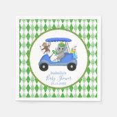 男の赤ちゃんエレファント&モンキーゴルフ スタンダードカクテルナプキン (正面)