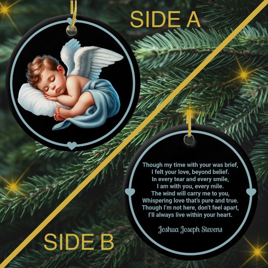 男の赤ちゃんエンジェルメモリアルウィンドチャイム セラミックオーナメント