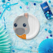 男の赤ちゃんオレンジロンドンキーベビーシャワー ペーパープレート (パーティー)