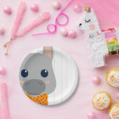 男の赤ちゃんオレンジロンドンキーベビーシャワー ペーパープレート (パーティー)