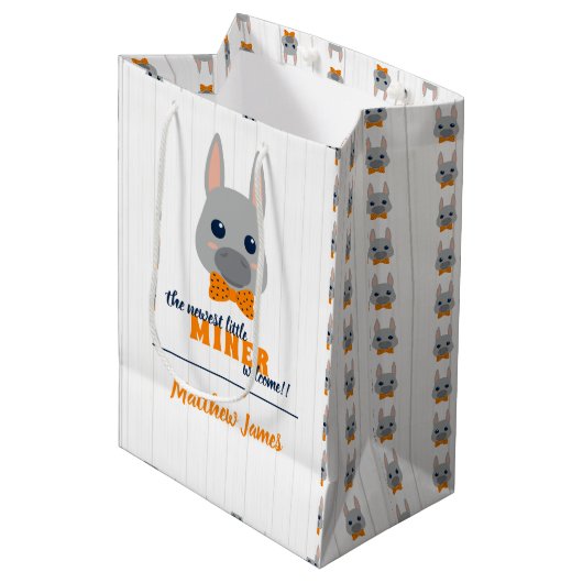 男の赤ちゃんオレンジ ミディアムペーパーバッグ (正面アングル)