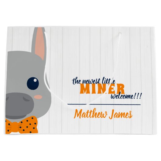 男の赤ちゃんオレンジ ラージペーパーバッグ (正面)