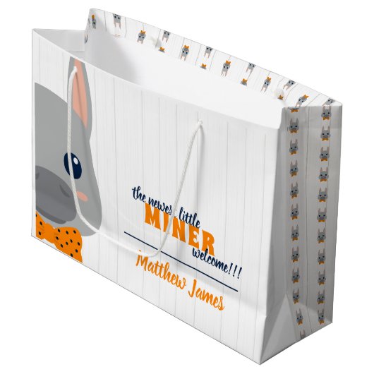 男の赤ちゃんオレンジ ラージペーパーバッグ (正面アングル)