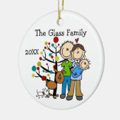 男の赤ちゃんカスタムドッグ付きオーナメント セラミックオーナメント (左)