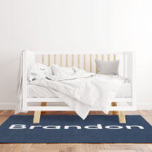 男の赤ちゃんカスタムブルーベッドルームまたは子供部屋フロアラグ