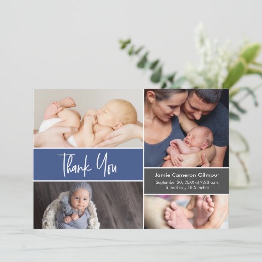 男の赤ちゃんカスタムブルー誕生ベビーシャワー 案内状 (スタンド正面)