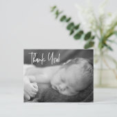 男の赤ちゃんカスタム写真ハンドレ感謝していタリング ポストカード (スタンド正面)