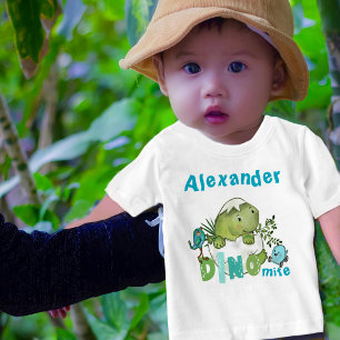 男の赤ちゃんカスタム恐竜DINOダニTシャツ ベビーTシャツ