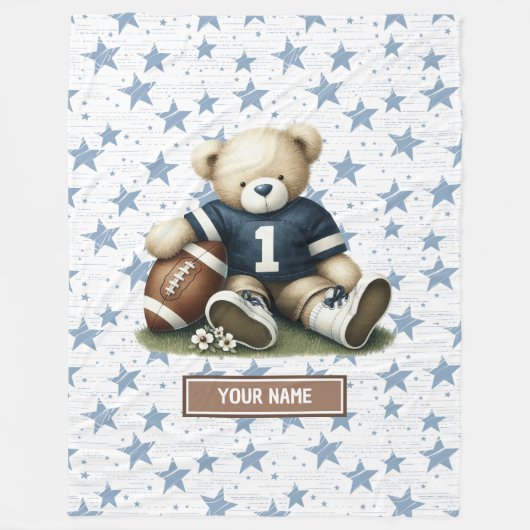 男の赤ちゃんカスタム用アメリカンフットボール毛布 フリースブランケット (正面)
