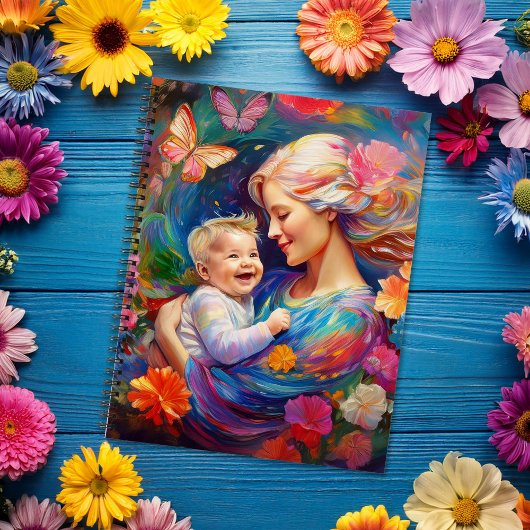 男の赤ちゃんカラフル絵を描母 ノートブック